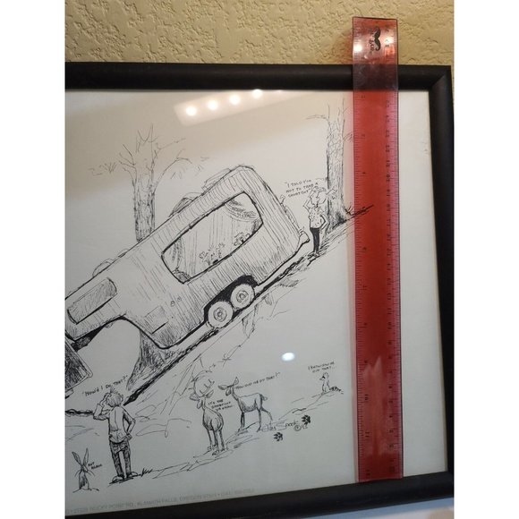 Jim Snook 1993 Truck stuck camper Signed Print 17"X11"  in frame - Picture 10 of 12